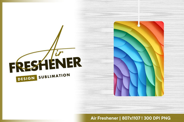 Abstract rainbow curve layered illustration air freshener png Sublimation Regulrcrative 