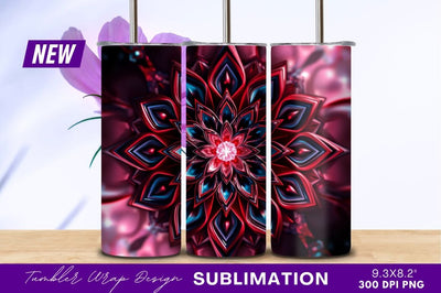 Abstract red and blue floral design tumbler png Sublimation Regulrcrative 