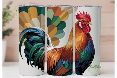 Abstract Rooster 20oz Tumbler Wrap Sublimation PixelChick 