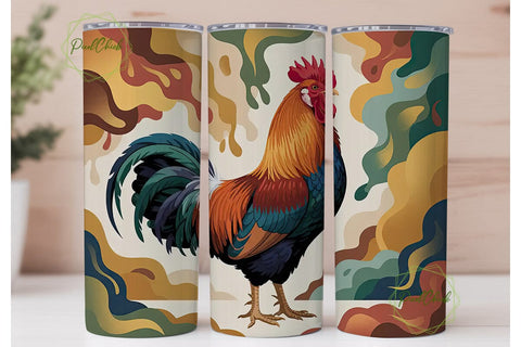 Abstract Rooster 20oz Tumbler Wrap Sublimation PixelChick 