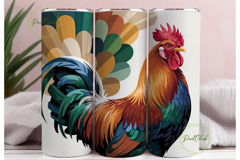 Abstract Rooster 20oz Tumbler Wrap Sublimation PixelChick 