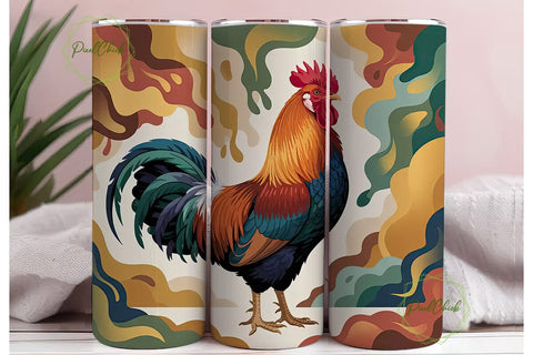 Abstract Rooster 20oz Tumbler Wrap Sublimation PixelChick 
