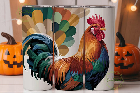 Abstract Rooster 20oz Tumbler Wrap Sublimation PixelChick 