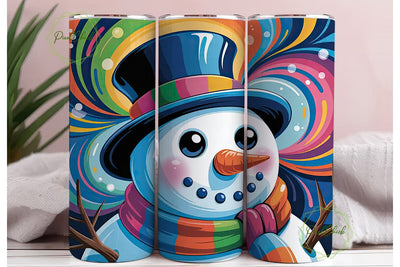 Abstract Snowman Christmas 20oz Tumbler Sublimation PixelChick 