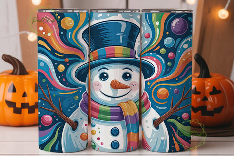 Abstract Snowman Christmas 20oz Tumbler Sublimation PixelChick 