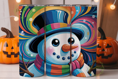 Abstract Snowman Christmas 20oz Tumbler Sublimation PixelChick 