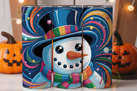 Abstract Snowman Christmas 20oz Tumbler Sublimation PixelChick 
