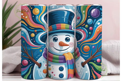 Abstract Snowman Christmas 20oz Tumbler Sublimation PixelChick 