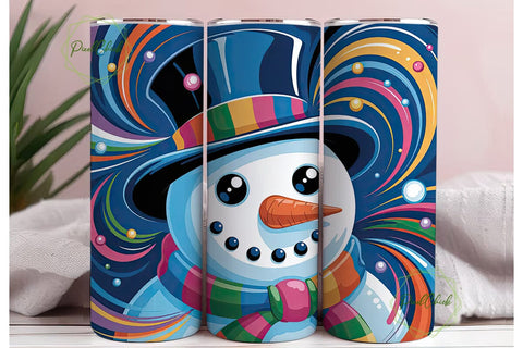 Abstract Snowman Christmas 20oz Tumbler Sublimation PixelChick 