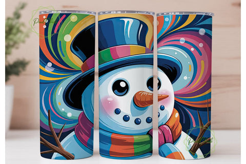 Abstract Snowman Christmas 20oz Tumbler Sublimation PixelChick 