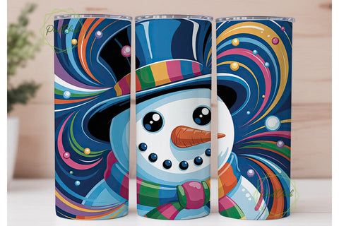 Abstract Snowman Christmas 20oz Tumbler Sublimation PixelChick 