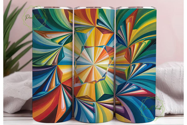 Abstract Stained Glass 20oz Tumbler Wrap Sublimation PixelChick 