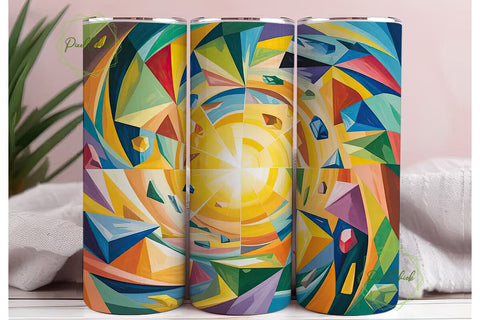 Abstract Stained Glass 20oz Tumbler Wrap Sublimation PixelChick 