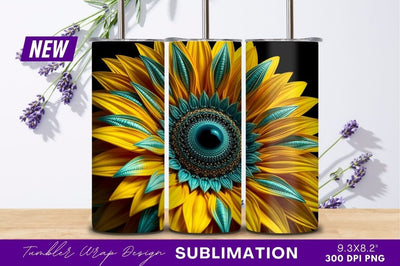 Abstract sunflower with teal accents close up Sublimation Regulrcrative 