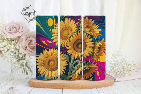 Abstract Swirl Sunflowers 20oz Tumbler Sublimation sassyprint 