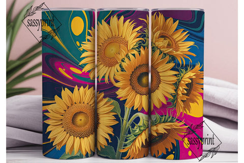 Abstract Swirl Sunflowers 20oz Tumbler Sublimation sassyprint 