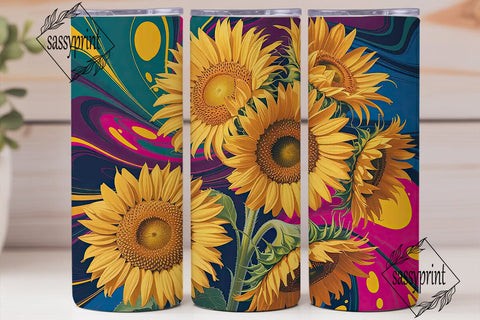 Abstract Swirl Sunflowers 20oz Tumbler Sublimation sassyprint 