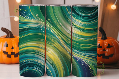 Abstract Teal Gold Shimmer 20oz Tumbler Sublimation PixelChick 