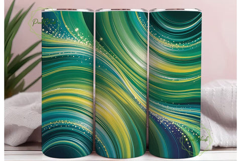 Abstract Teal Gold Shimmer 20oz Tumbler Sublimation PixelChick 