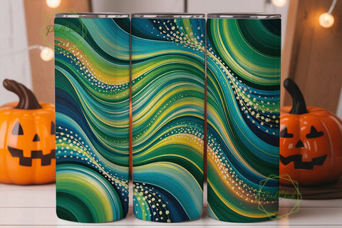 Abstract Teal Gold Shimmer 20oz Tumbler Sublimation PixelChick 