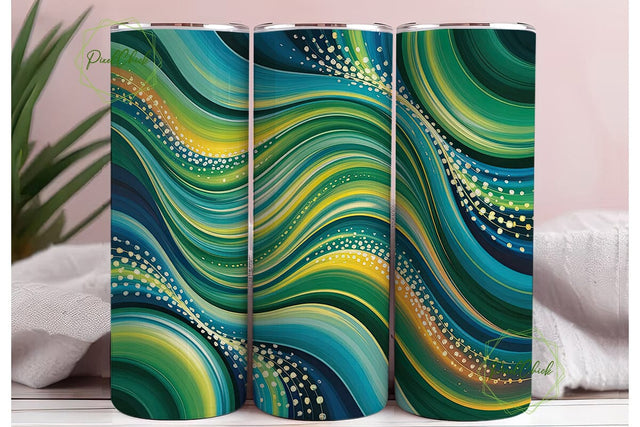 Abstract Teal Gold Shimmer 20oz Tumbler Sublimation PixelChick 