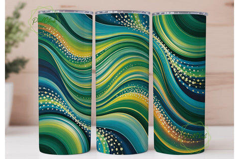 Abstract Teal Gold Shimmer 20oz Tumbler Sublimation PixelChick 