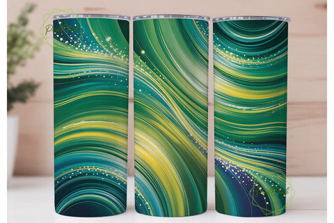 Abstract Teal Gold Shimmer 20oz Tumbler Sublimation PixelChick 