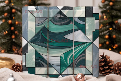 Abstract Teal Mosaic 20oz Tumbler Wrap Sublimation DesignSVG 