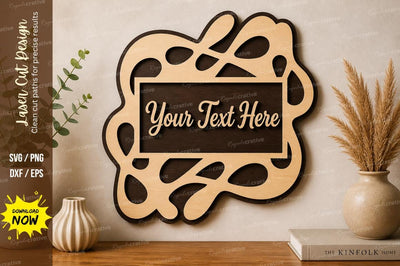 Abstract Text Frame laser Cut svg Cutting file SVG Regulrcrative 