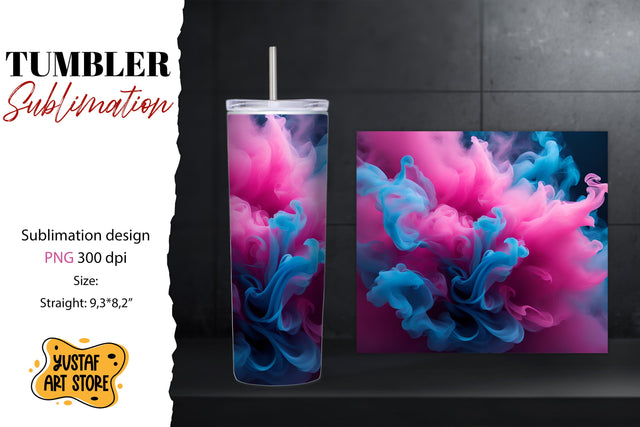 Abstract tumbler. Blue Color smoke design Sublimation Yustaf Art Store 