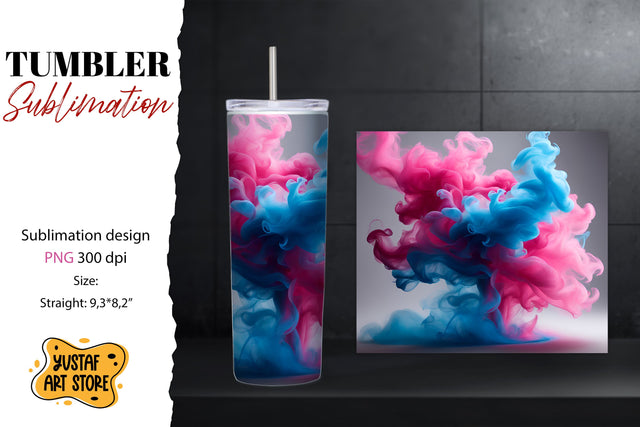 Abstract tumbler. Colorful smoke design Sublimation Yustaf Art Store 