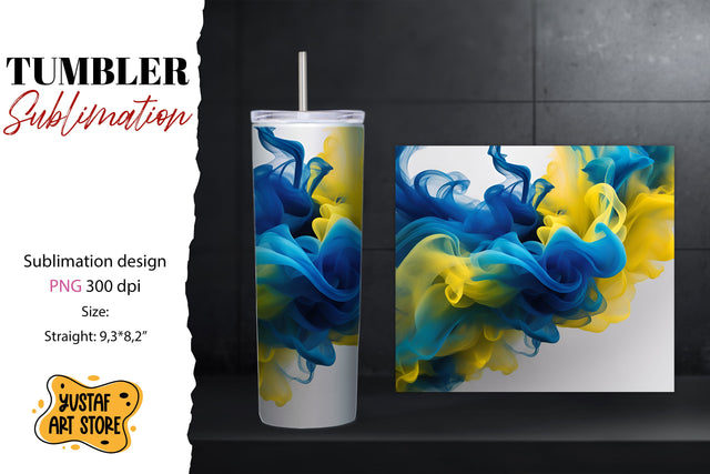 Abstract tumbler. Colorful smoke design Sublimation Yustaf Art Store 