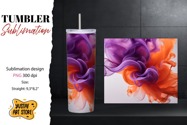 Abstract tumbler. Colorful smoke sublimation design Sublimation Yustaf Art Store 