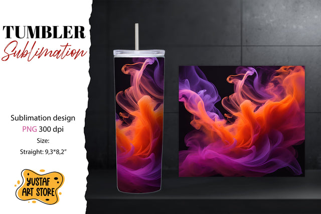 Abstract tumbler. Colorful smoke sublimation design Sublimation Yustaf Art Store 