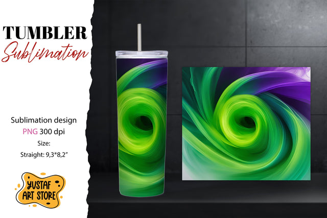 Abstract tumbler. Green smoke sublimation design Sublimation Yustaf Art Store 