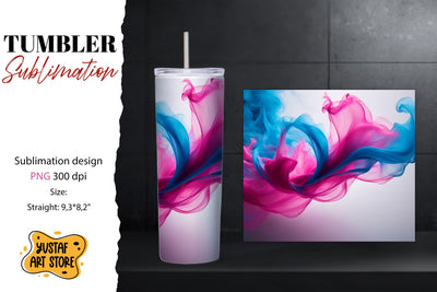 Abstract tumbler. Pink Color smoke design Sublimation Yustaf Art Store 