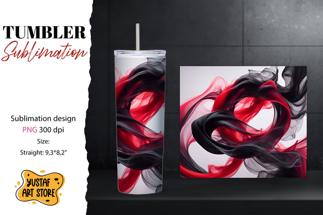 Abstract tumbler. Red Color smoke design Sublimation Yustaf Art Store 