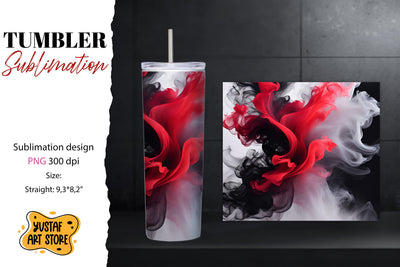 Abstract tumbler. Red Color smoke design Sublimation Yustaf Art Store 