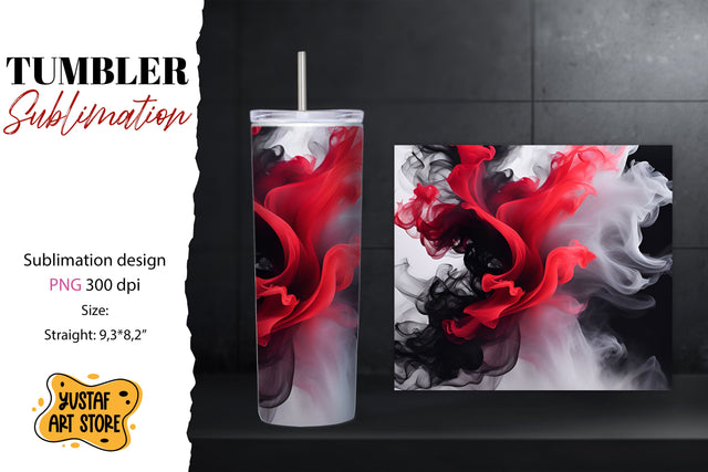 Abstract tumbler. Red Color smoke design Sublimation Yustaf Art Store 
