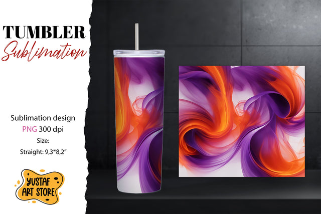 Abstract tumbler wrap. Colorful smoke design Sublimation Yustaf Art Store 