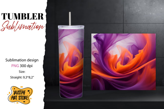Abstract tumbler wrap. Colorful smoke sublimation design Sublimation Yustaf Art Store 