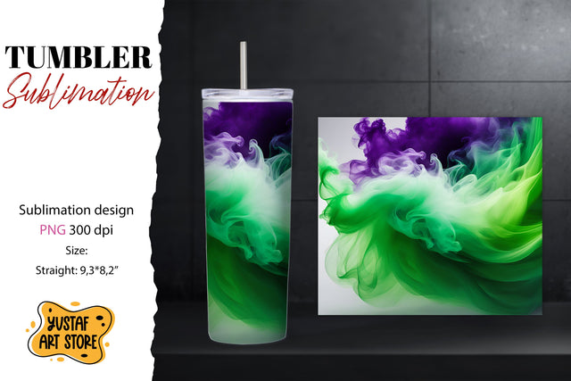 Abstract tumbler wrap. green smoke sublimation design Sublimation Yustaf Art Store 