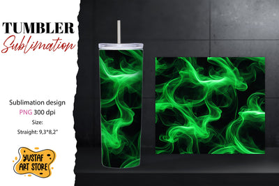 Abstract tumbler wrap. green smoke sublimation design Sublimation Yustaf Art Store 