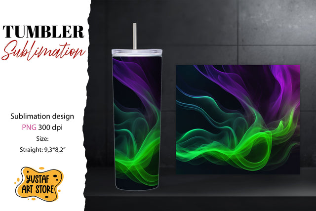 Abstract tumbler wrap. green smoke sublimation design Sublimation Yustaf Art Store 