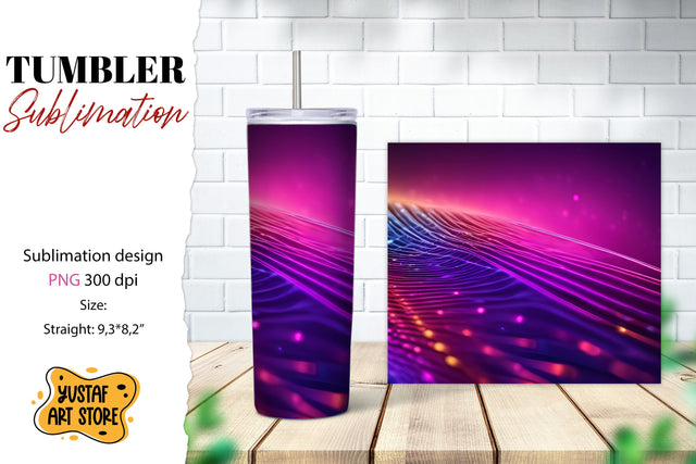 Abstract tumbler wrap. Neon horizon sublimation design Sublimation Yustaf Art Store 