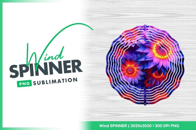 Abstract Vibrant Flowers Wind Spinner Round Png Sublimation Regulrcrative 