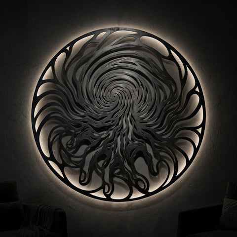 Abstract Vortex With Hand Laser SVG, Spiral Hand Metal Wall Art, CNC Plasma DXF File, Circular Optical Illusion Design, Laser Cut Svg Eps SVG HappyDesignStudio 