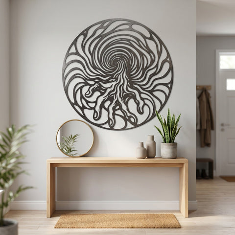 Abstract Vortex With Hand Laser SVG, Spiral Hand Metal Wall Art, CNC Plasma DXF File, Circular Optical Illusion Design, Laser Cut Svg Eps SVG HappyDesignStudio 