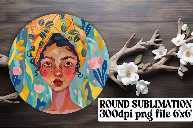 Abstract Watercolor Lady Ornament - Sublimation Keychain Sublimation afrosvg 