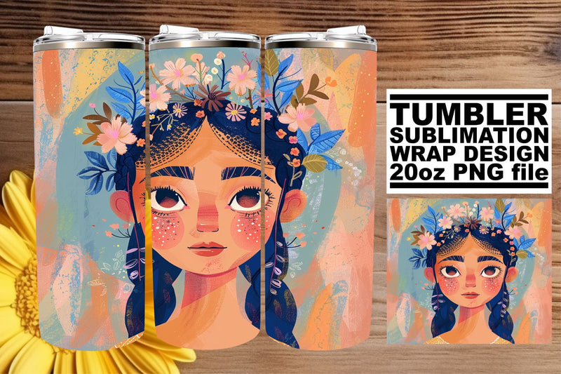 Abstract Watercolor Lady Tumbler Wrap - Sublimation 20oz Sublimation afrosvg 